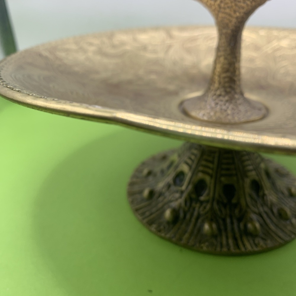 Vintage Tamar Enamel Flower  Brass Nut Cracker Mounted Footed Bowl Israel - Picture 13 of 14